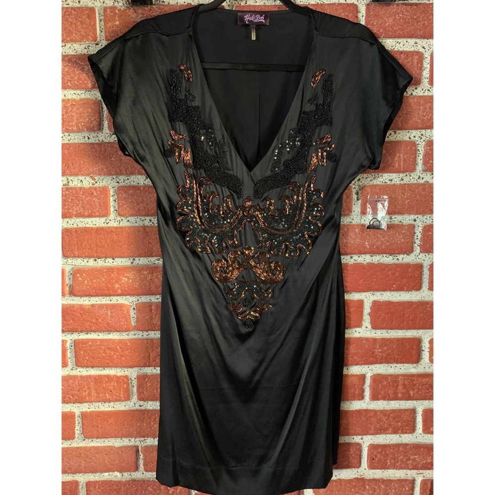 Hale Bob Silk Beaded Dress